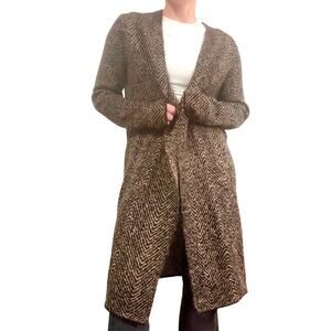 COS Chevron Mohair Wool Blend Long Open Cardigan Jacket